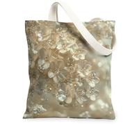 Borsa tote in tela con fiori di gipsofila primaverile, 33 x 15, stile 3D lussuoso, riutilizzabile, stampa della spesa, borsa da donna, alla moda, moderna, pittura estetica da spiaggia, decorazione