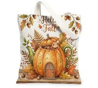 Borsa tote in tela con formiche rosse autunnali per lo shopping, 33 x 38 cm, simpatica borsa della spesa riutilizzabile per le vacanze, borsa della spesa per donne, lavoro autunnale, viaggi, pittura