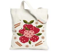 Borsa tote in tela con frutta, fantasiosa e accogliente cannella stella anice autunno rosso borsa tote per tutti i giorni 33 x 38 cm, Rosso, 13x15 Inch