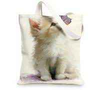 Borsa tote in tela con gatto, adorabile design artistico felino, borsa per la spesa riutilizzabile, simpatica, giocosa, leggera, lavabile, borsa in tela per palestra, viaggi, spiaggia, picnic, 33 x 38