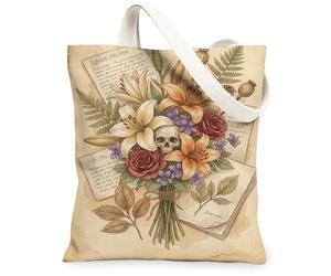 Borsa tote in tela con gigli per donne, botanica vintage rose viola primavera terrosa terrosa lavabile riutilizzabile borsa tote estetica idee, Terroso, 13x15 Inch
