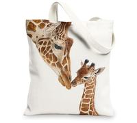 Borsa tote in tela con giraffa, stampa animalier, borsa per la spesa riutilizzabile, leggera e lavabile, borsa in tela per palestra, viaggi, spiaggia, picnic, 33 x 38 cm