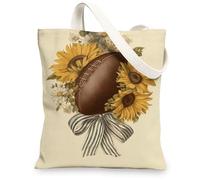 Borsa tote in tela con girasole, design floreale rustico, leggera e riutilizzabile, borsa a tracolla ecologica bohémien chic per palestra, viaggi, spiaggia, 33 x 38 cm