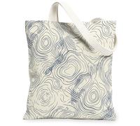 Borsa tote in tela con linee ondulate da donna, forme circolari minimaliste contemporanee con motivi astratti, nessuna blu navy, lavabile, riutilizzabile, grafica, idea per shopping, viaggi, ufficio