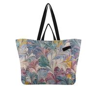 Borsa tote in tela con manici, da cucina, per la spesa, borsa per la lavanderia, borsa da uomo per bomboniere, viaggio vivace stampa floreale a vortice