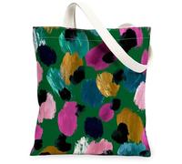 Borsa tote in tela con motivi a pennello, da donna, moderna, artistica, puntini, macchioline autunnali, lavabile, riutilizzabile, idea per familiari, amici, colleghi, lettura di amori, 33 x 38 cm