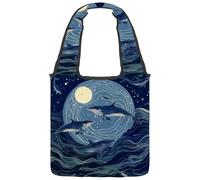 Borsa tote in tela con motivo a ferro di cavallo occidentale senza cuciture, per donne, riutilizzabile, borsa di stoffa per la spesa con manico largo, Multicolore 03, 14.1x14.9in/36x38cm