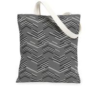 Borsa tote in tela con motivo a zigzag per le donne, linee minimaliste moderne forme nessuno grigio lavabile riutilizzabile borse della spesa idee, Grigio, 13x15 Inch