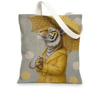 Borsa tote in tela con motivo animale, elegante stampa tigre, borsa per la spesa riutilizzabile, design divertente, leggera, lavabile, per palestra, viaggi, picnic, 33 x 38 cm
