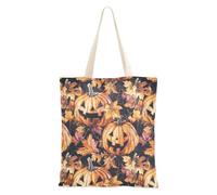 Borsa tote in tela con motivo con ghiande, foglie, zucche, bacche, con tasche, borsa regalo di compleanno leggera per donne, Zucche di Halloween e foglie d'autunno, Taglia unica