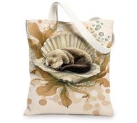 Borsa tote in tela con motivo di animali carini, riutilizzabili, con tracolla leggera e lavabile, per palestra, viaggi, spiaggia, picnic, 33 x 38 cm