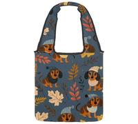 Borsa tote in tela con motivo di tucano e foglie, misura media, riutilizzabile, per donne, insegnanti, infermiere, Multicolore 10., 14.1x14.9in/36x38cm