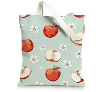 Borsa tote in tela con motivo floreale, alla moda, riutilizzabile, con motivo a frutta, leggera, lavabile, per palestra, viaggi, spiaggia, picnic, 33 x 38 cm