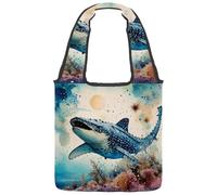 Borsa tote in tela con motivo floreale rosso cavallo per donne, borsa per la spesa riutilizzabile media lavabile ed ecologica, Multicolore 09, 14.1x14.9in/36x38cm