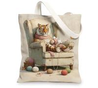 Borsa tote in tela con motivo tigre, borsa per la spesa riutilizzabile, leggera, lavabile, ecologica, per viaggi, palestra, picnic, 33 x 38 cm