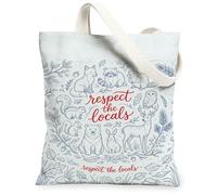 Borsa tote in tela con orso per donne, natura fantasiosa volpe cervo autunno blu lavabile riutilizzabile estetica borsa tote idea per familiari, amici, colleghi, lettura amori, 33 x 38 cm