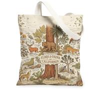 Borsa tote in tela con orso per donne, natura rustica cervo coyote autunno marrone lavabile riutilizzabile mercato tote bag idee per esterni Tr, Marrone, 13x15 Inch