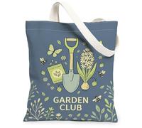 Borsa tote in tela con pala da donna, fantasiosa farfalla fiore primavera blu lavabile riutilizzabile borsa tote per tutti i giorni idee per familiari, amici, colleghi, lettura amori, 33 x 38 cm