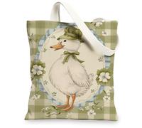 Borsa tote in tela con papera, design con animali della fattoria, borse per la spesa riutilizzabili, vintage, rustiche, leggere, lavabili, in tela, per palestra, viaggi, picnic, 33 x 38 cm