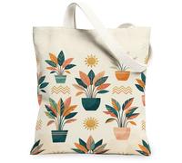 Borsa tote in tela con piante da donna, moderna, bohémien, verde primavera, lavabile, riutilizzabile, borsa per la spesa, idea per familiari, amici, colleghi, lettura, amore, 33 x 38 cm