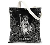 Borsa tote in tela con scheletro per donne, gotico scuro Royal Staff Halloween nero lavabile riutilizzabile grafica tote bag idee per Tr, nero, 13x15 Inch