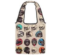 Borsa tote in tela con sfondo nero, motivo: funghi della foresta dei cartoni animati, borsa media per libri, riutilizzabile, per donne, insegnanti, infermiere, Multicolore 07, 14.1x14.9in/36x38cm
