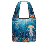 Borsa tote in tela con simboli dei pianeti carini, per donne, taglia media, riutilizzabile, lavabile ed ecologica, Multicolore 10., 14.1x14.9in/36x38cm