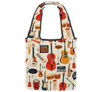 Borsa tote in tela con simboli dei pianeti carini, per donne, taglia media, riutilizzabile, lavabile ed ecologica, Multicolore 06, 14.1x14.9in/36x38cm