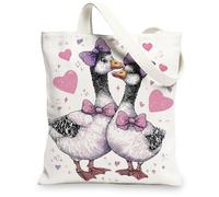 Borsa tote in tela con simpatica oca, adorabile stampa animalier, borsa per la spesa riutilizzabile, affascinante, leggera, lavabile, borsa a tracolla per palestra, viaggi, spiaggia, picnic, 33 x 38