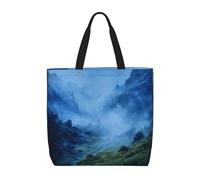 Borsa tote in tela con stampa a nebbia per le donne borsa della spesa riutilizzabile grande borsa da palestra in tela borsa portatile per la spesa con tasca interna