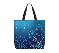 Borsa tote in tela con stampa a vortice blu mini fiore per donna borsa della spesa riutilizzabile grande borsa da palestra in tela borsa portatile per la spesa con tasca interna