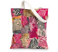 Borsa tote in tela con stampa animale, riutilizzabile, leggera, esotica, con tracolla, pesca, 13x15 Inch
