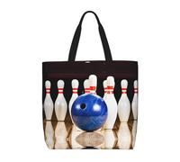 Borsa tote in tela con stampa bowling per le donne borsa della spesa riutilizzabile grande borsa da palestra in tela borsa portatile per la spesa con tasca interna