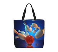 Borsa tote in tela con stampa palla da bowling per le donne borsa della spesa riutilizzabile grande borsa da palestra in tela borsa portatile per la spesa con tasca interna