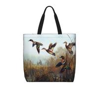 Borsa tote in tela con stampa selvaggia con caccia e volo, borsa per la spesa riutilizzabile grande borsa da palestra in tela portatile borsa per la spesa con tasca interna