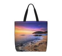 Borsa tote in tela con stampa Sun Rise On The Beach per le donne borsa della spesa riutilizzabile grande borsa da palestra in tela borsa portatile per la spesa con tasca interna