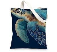 Borsa tote in tela con tartaruga, design artistico con tartaruga, borse per la spesa riutilizzabili, leggere e lavabili, per palestra, viaggi, spiaggia, picnic, 33 x 38 cm