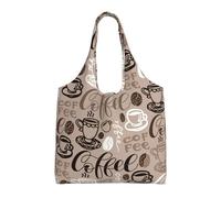 Borsa tote in tela con tema chicchi di caffè marrone - Borsa a tracolla leggera e resistente, borsa per la spesa riutilizzabile