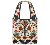 Borsa tote in tela con teschi estetici con motivo floreale colorato, borsa media per libri, riutilizzabile, per donne, insegnanti, infermiere, Multicolore 10., 14.1x14.9in/36x38cm