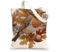 Borsa tote in tela con uccello, design artistico con fauna selvatica, borse per la spesa riutilizzabili, vintage ispirate alla natura, leggere, lavabili, per palestra, viaggi, spiaggia, picnic, 33 x