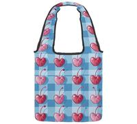 Borsa tote in tela da donna, a righe bianche e nere, con cuori di San Valentino, riutilizzabile, borsa tote per la spesa, shopping e lavoro, Multicolore 08, 14.1x14.9in/36x38cm