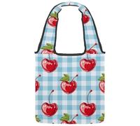 Borsa tote in tela da donna, a righe bianche e nere, con cuori di San Valentino, riutilizzabile, borsa tote per la spesa, shopping e lavoro, Multicolore 09, 14.1x14.9in/36x38cm