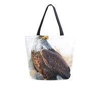 Borsa tote in tela da donna, borsa a tracolla grande casual con aquila calva Borse per la spesa Borse per la spesa
