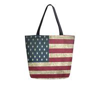 Borsa tote in tela da donna, borsa a tracolla grande casual con bandiera americana vintage Borsa per la spesa Borse per la spesa