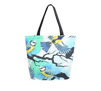Borsa tote in tela da donna, borsa a tracolla grande casual con cinciallegra Borse per la spesa Borse per la spesa