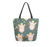 Borsa tote in tela da donna, borsa a tracolla grande casual con foglie di riccio carino Borse per la spesa Borse per la spesa