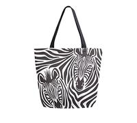 Borsa tote in tela da donna, borsa a tracolla grande casual con stampa animalier zebrata Borse per la spesa Borse per la spesa
