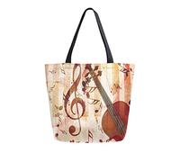 Borsa tote in tela da donna, borsa a tracolla grande casual per violino musicale nota musicale chiave per pianoforte borse per la spesa borse per la spesa