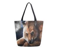 Borsa tote in tela da donna, borsa a tracolla grande casual vintage Ginger Werewolf Moon Borse per la spesa Borse per la spesa