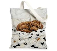 Borsa tote in tela da donna, comoda, fantasiosa, con impronte di zampe, ossa, nessuna marrone, lavabile, riutilizzabile, estetica, idea per shopping, viaggi, ufficio, biblioteca, casual, 33 x 38 cm